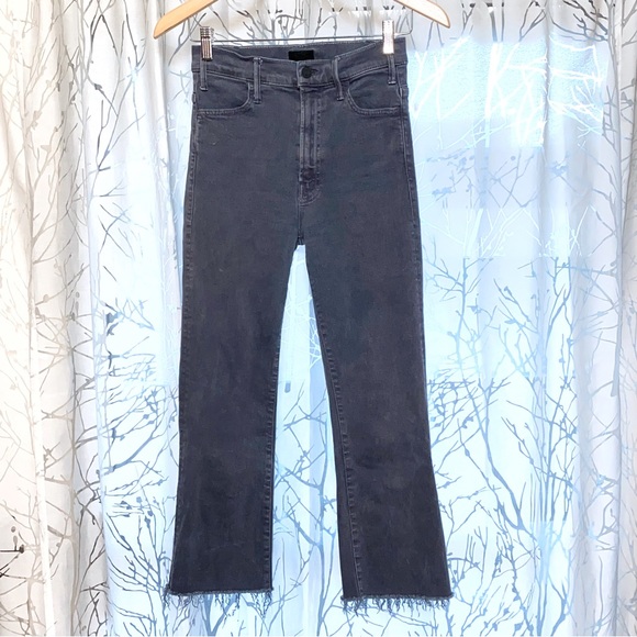 MOTHER The hustler ankle fray second chance gray black high waisted crop jeans - Picture 6 of 16